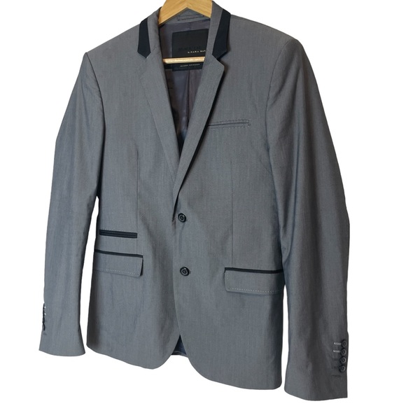 Zara Man Black Tag Gray Suit Blazer Sz US 38 Formal EUC - Picture 2 of 9